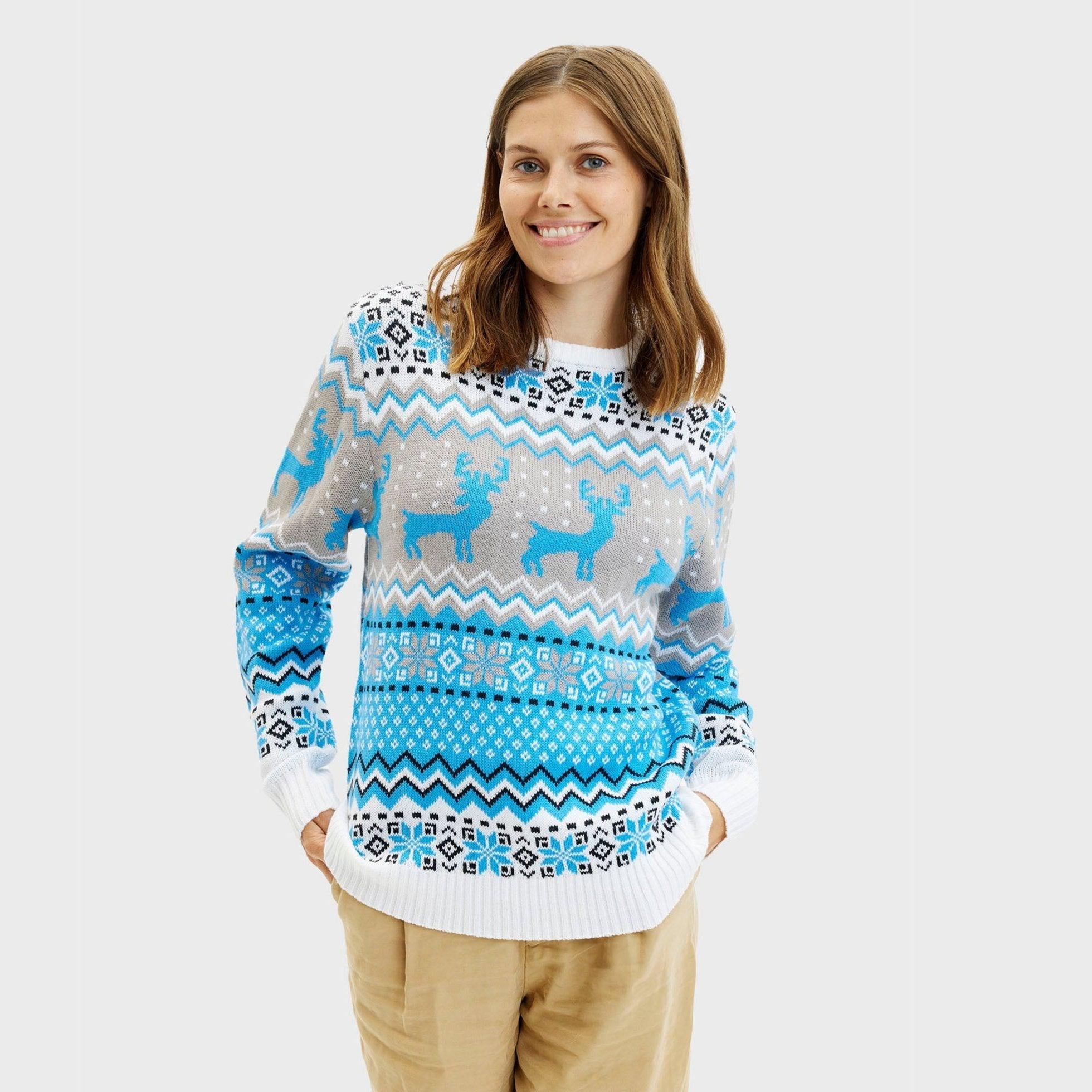 Traditional Blue Christmas Sweater – Women